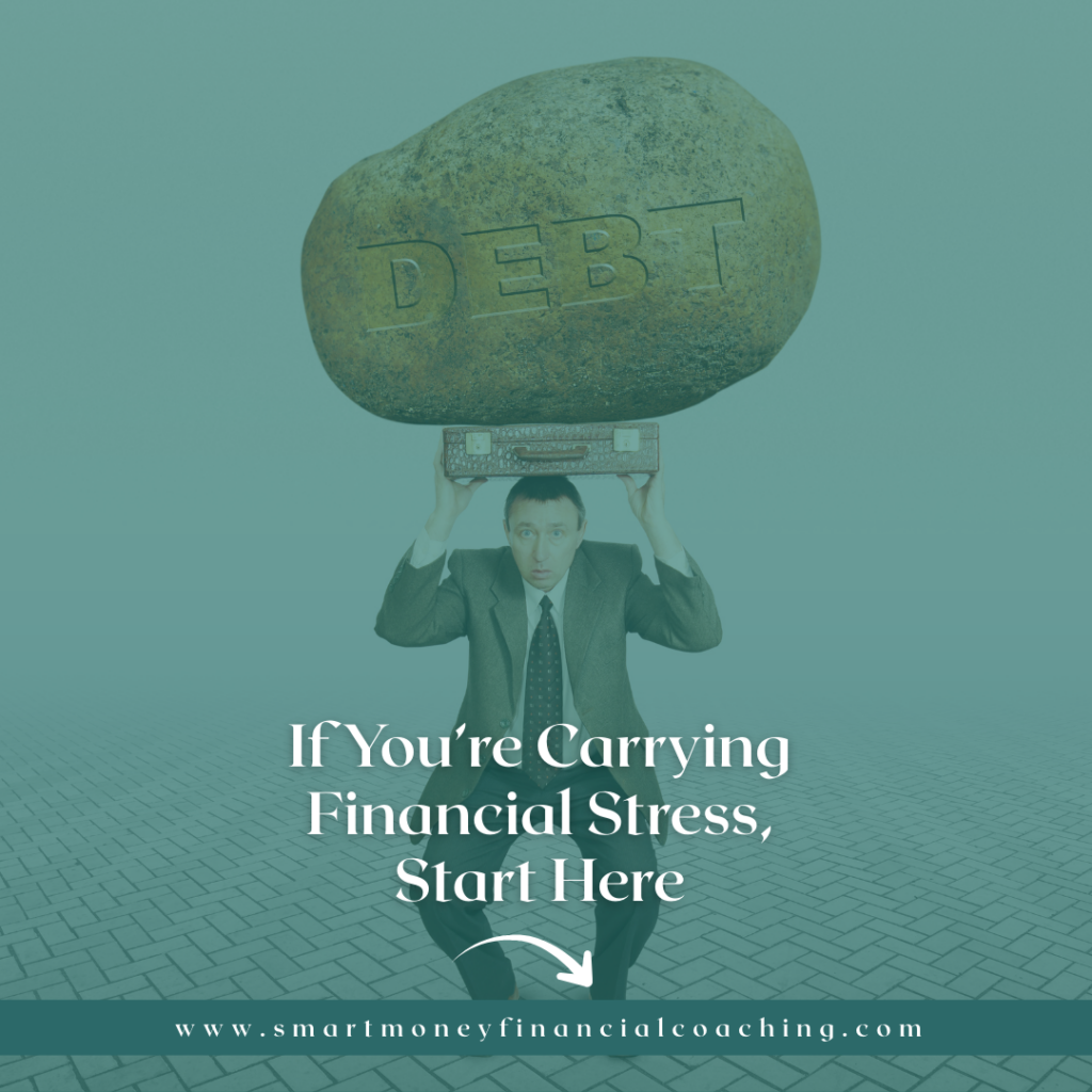 person carrying the weight of financial stress