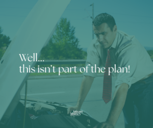 Man looking under the hood of a broken-down car after unexpected car repairs disrupted his financial plan.