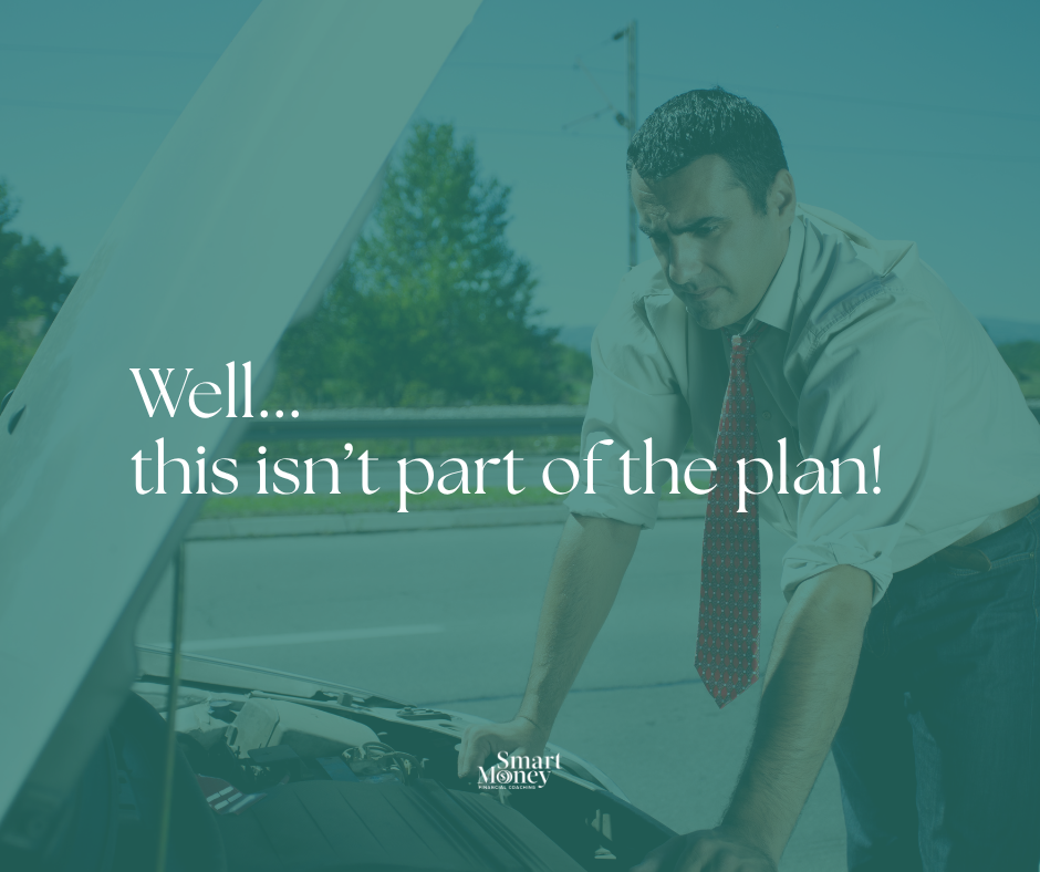 Man looking under the hood of a broken-down car after unexpected car repairs disrupted his financial plan.